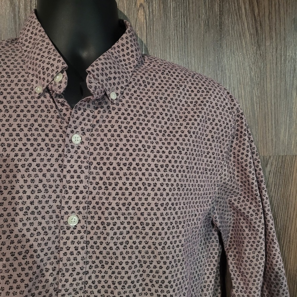 Bonobos Slim Fit Button Down Shirt XL Muted Pink/Black Floral LS 100% Cotton